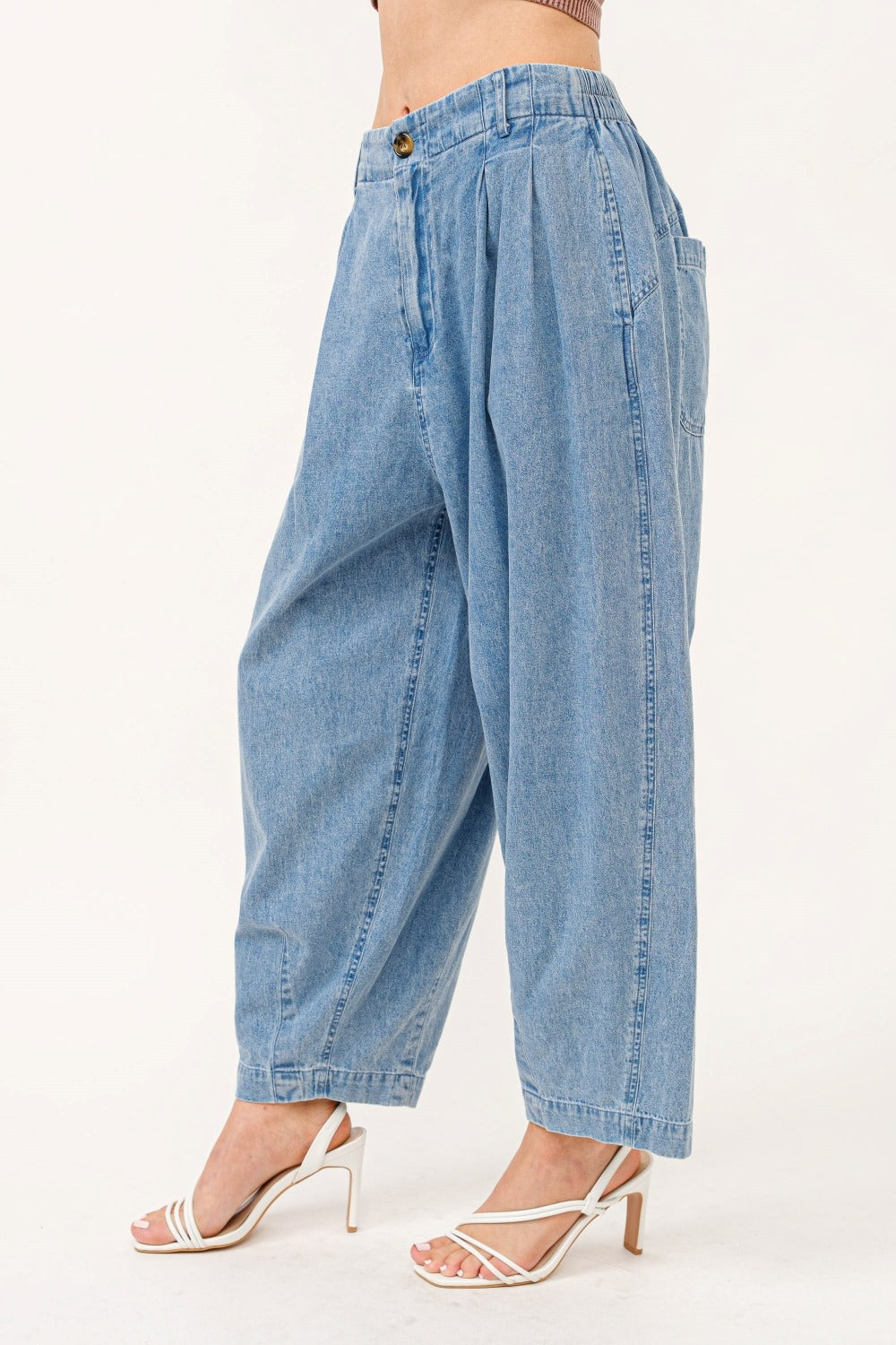 And The Why Elastic Back Pleated Baggy Jeans - Little Miss Vanilla