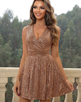 Sequin Surplice Neck Sleeveless Dress - Little Miss Vanilla