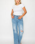 bytos Full Size Distressed High Rise Straight Jeans - Little Miss Vanilla