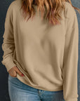 Plus Size Round Neck Long Sleeve Sweatshirt - Little Miss Vanilla