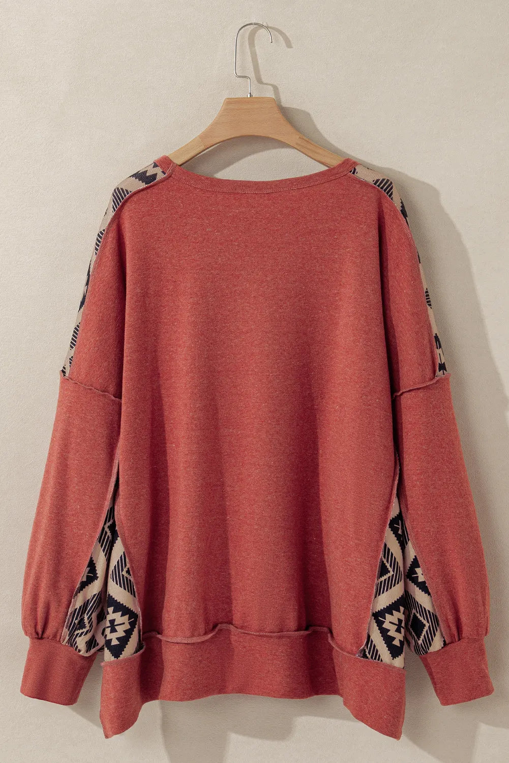 Plus Size Geometric Round Neck Long Sleeve Sweatshirt - Little Miss Vanilla