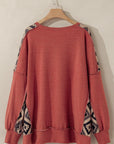 Plus Size Geometric Round Neck Long Sleeve Sweatshirt - Little Miss Vanilla