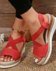 Wedge Sandals For Women Cross-strap Platform Gladiator Hemp Heel Shoes Summer