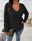 Plus Size V-Neck Long Sleeve T-Shirt - Little Miss Vanilla