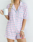 Purple Checkered Pattern Short Sleeve Pajamas Set - Little Miss Vanilla