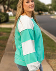 Plus Size Exposed Seam Color Block Long Sleeve Sweatshirt - Little Miss Vanilla