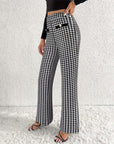 Faux Pocket Fastener Decoration Straight Wide Leg Pants Trousers