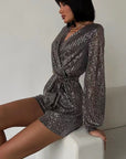 Sequined Long Sleeve Dress Women