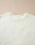 HOWDY Patched Round Neck Sherpa Sweatshirt - Little Miss Vanilla