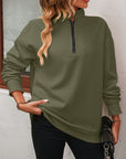 Mandy Zip-Up Dropped Shoulder Sweatshirt - Little Miss Vanilla