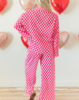 Pink Checkered Buttoned Shirt and High Waist Pants Pajama Set - Little Miss Vanilla