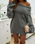 New Off-shoulder Knitted Sweater Fashion Loose Solid Pullover Long-sleeved Top Temperament Clothing For Women