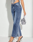 Contrast Patchwork Straight Jeans with Pockets - Little Miss Vanilla