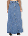 Raw Hem Maxi Denim Skirt - Little Miss Vanilla