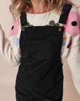 Black Solid Front Pockets Sleeveless Corduroy Overall Dress - Little Miss Vanilla