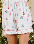 White Christmas Print Short Sleeve Shirt and Shorts Pajama Set - Little Miss Vanilla