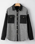 Black Houndstooth Corduroy Patchwork Flap Pocket Shacket - Little Miss Vanilla