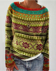 Women's Fashion Round Neck Multicolor Loose Leisure Pullover Knitwear Sweater