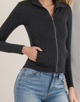 Basic Bae Pocketed Turtleneck Zip Up Denim Top - Little Miss Vanilla