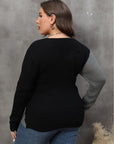 Plus Size Two-Tone Surplice Neck Sweater - Little Miss Vanilla