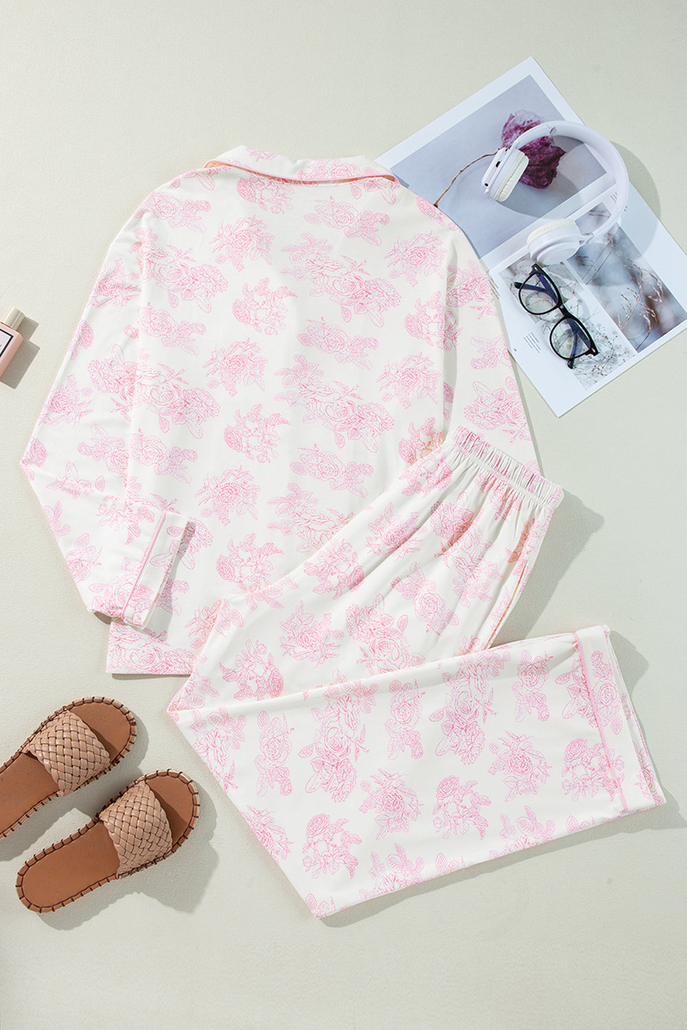 Pink Floral Long Sleeve and Pants Pajamas Set - Little Miss Vanilla