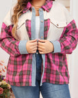 Plus Size Plaid Collared Neck Long Sleeve Shirt - Little Miss Vanilla