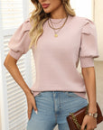 Mandy Mock Neck Puff Sleeve Sweater - Little Miss Vanilla