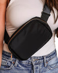 Black Waterproof Zipped Crossbody Chest Bag 20*5*14cm - Little Miss Vanilla