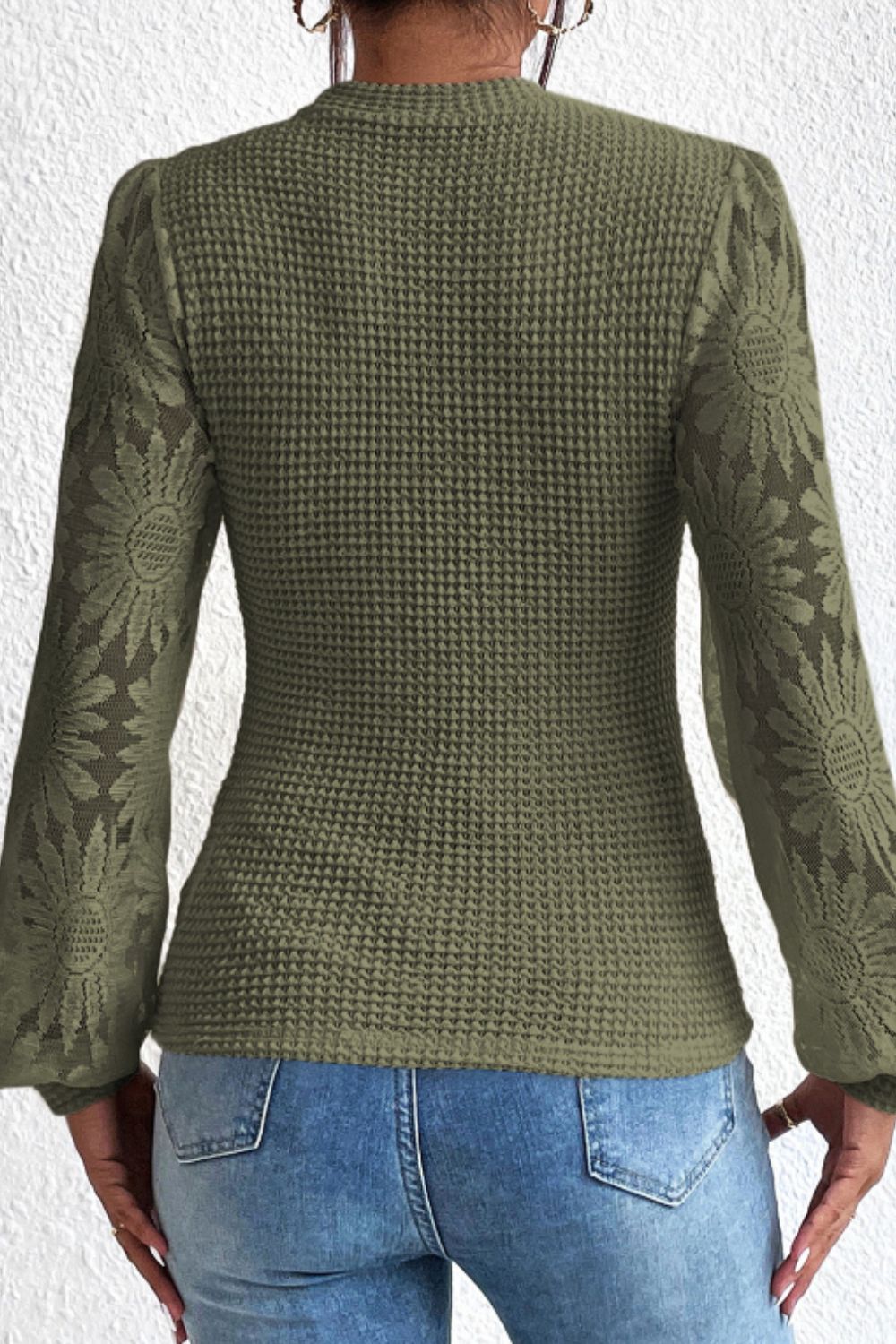 Mock Neck Lace Long Sleeve Top - Little Miss Vanilla