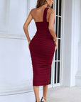 Cutout One-Shoulder Midi Bandage Dress - Little Miss Vanilla