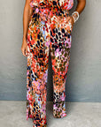 Black Multicolor Leopard Print Halter Tank Top and Pants Set