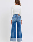 Judy Blue Full Size Distressed High Waist Wide Leg Jeans - Little Miss Vanilla