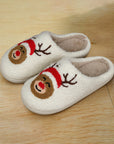 White Christmas Deer Home Indoor Plush Slippers - Little Miss Vanilla