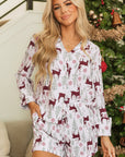 White Christmas Deer Printed Shirt and Shorts Lounge Set - Little Miss Vanilla