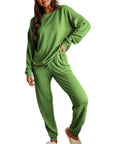 Spinach Green Long Sleeve Pullover and Jogger Pants Lounge Set - Little Miss Vanilla