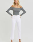 RISEN Full Size Tummy Control Elastic Band High Rise Crop Straight Jeans - Little Miss Vanilla