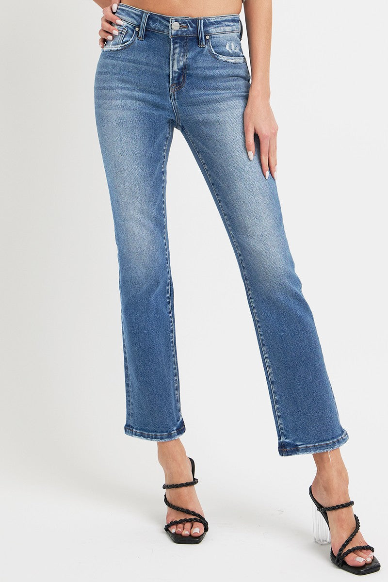 RISEN Full Size Mid Rise Ankle Straight Jeans with Pockets - Little Miss Vanilla