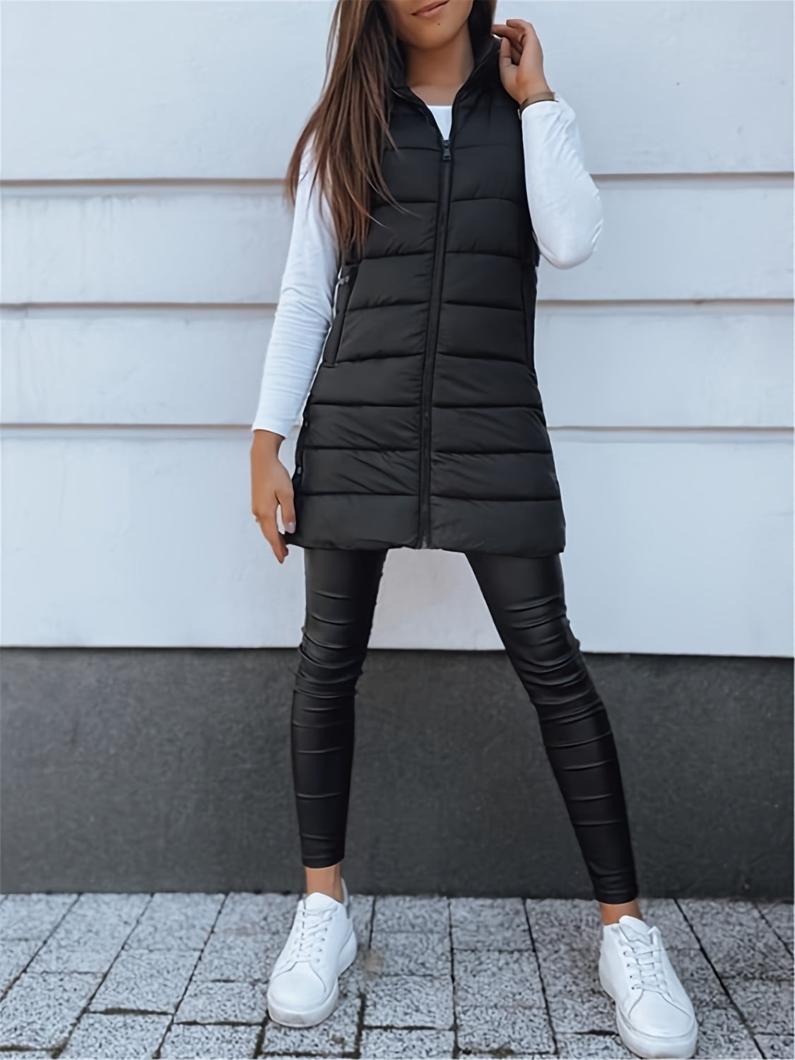 Plus Size Zip Up Hooded Vest Coat - Little Miss Vanilla