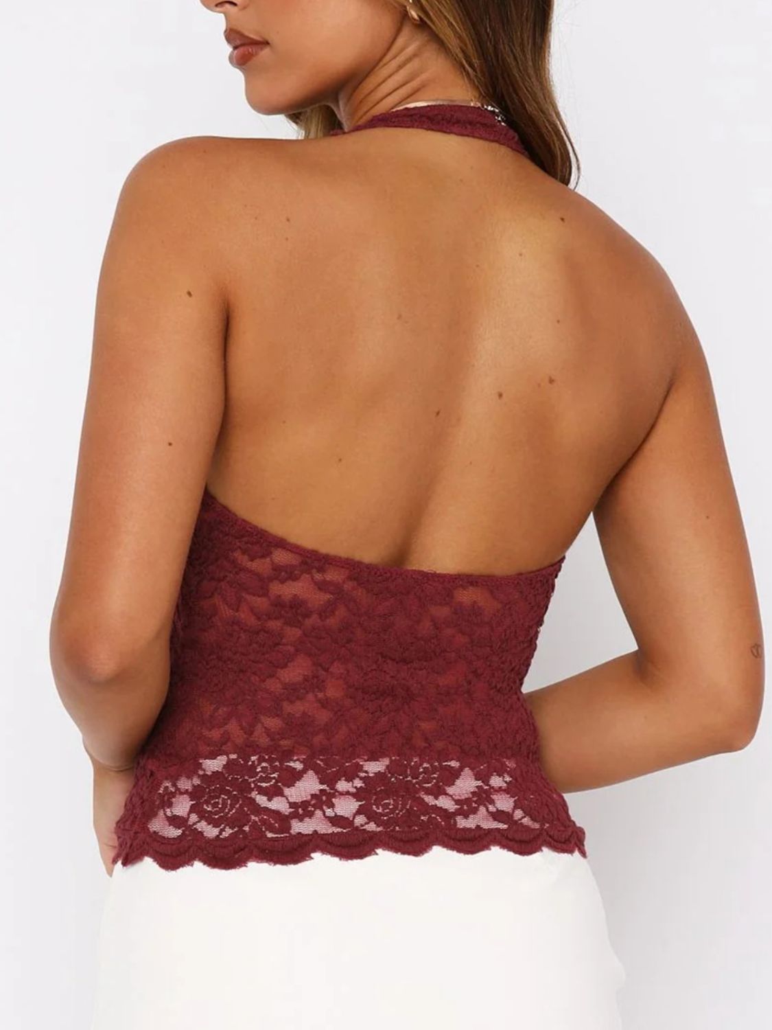 Lace Backless Halter Neck Cami - Little Miss Vanilla