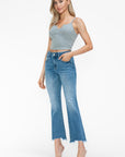 bytos Raw Hem Distressed Mid Rise Crop Jeans - Little Miss Vanilla