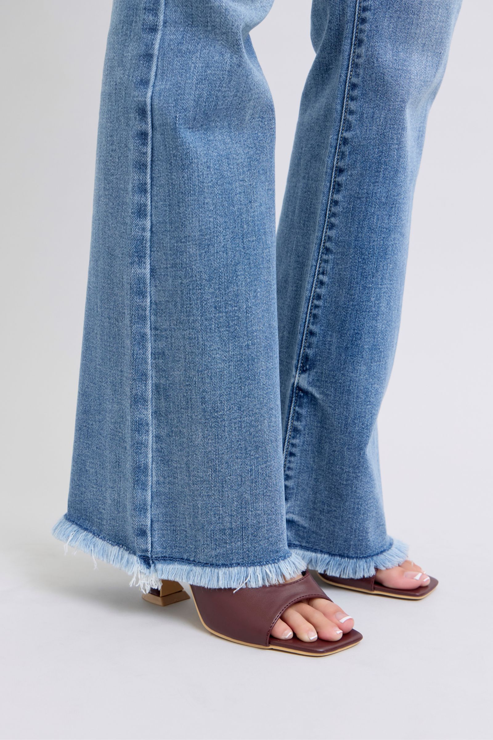 Judy Blue Full Size Raw Hem High Rise Bootcut Jeans - Little Miss Vanilla