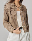 Pocketed Collared Neck Denim Jacket - Little Miss Vanilla