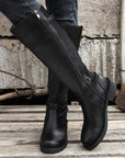 Black Side Zipper Knee High Chunky Low Heel Boots - Little Miss Vanilla