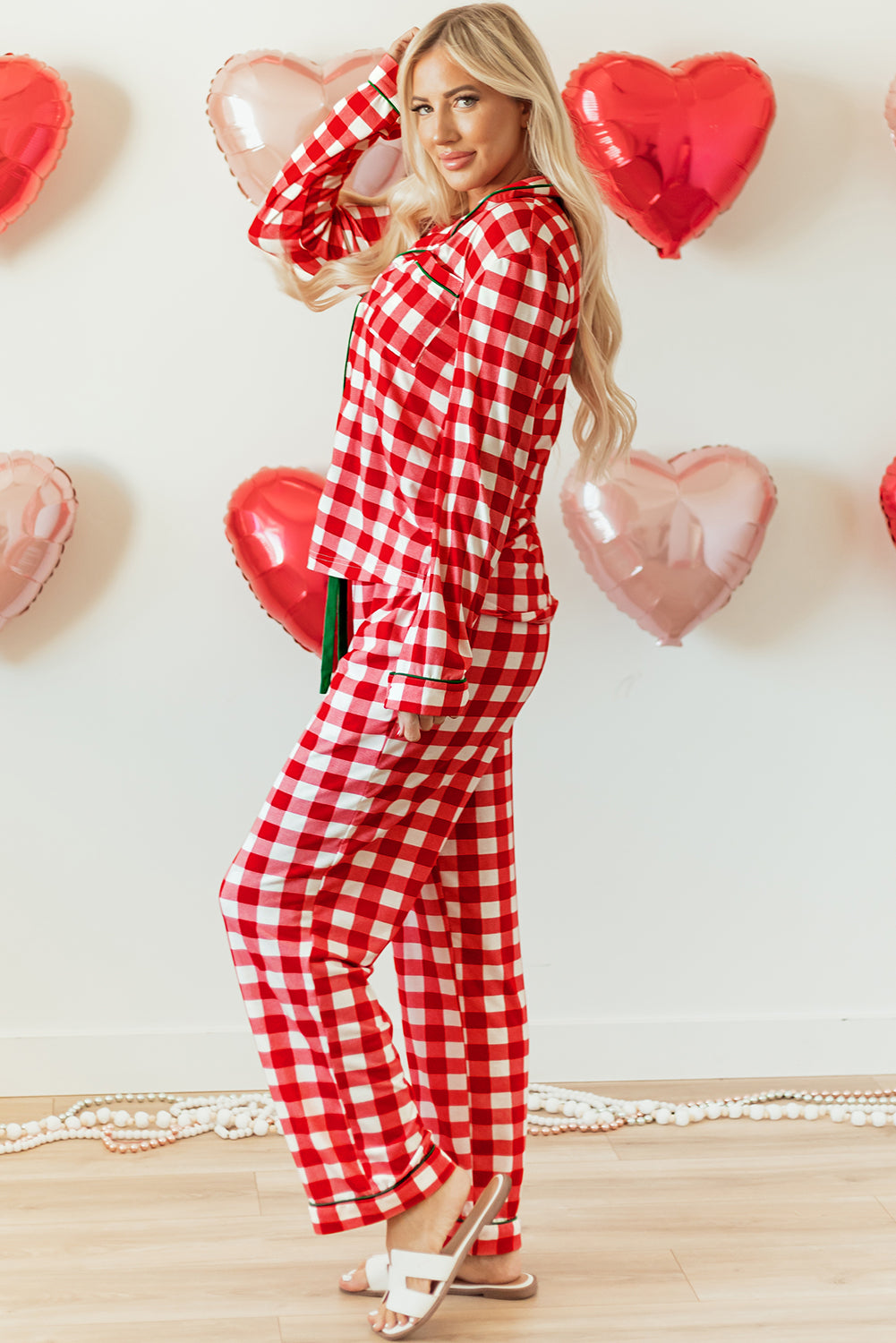 Fiery Red Christmas Plaid Print Shirt and Pants Pajama Set - Little Miss Vanilla