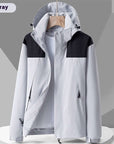 Hooded Windbreaker Unisex Fashion Colorblock Zip-up Jacket With Pockets Waterproof Outwear For Women Men Clothing