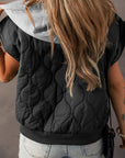 Black Quilted Drawstring Hooded Zip Up Puffer Vest - Little Miss Vanilla