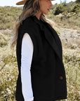 Black Sherpa Stand Collar Jacket Vest - Little Miss Vanilla