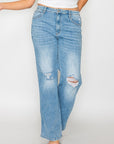 bytos Full Size Distressed High Rise Straight Jeans - Little Miss Vanilla