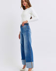 Judy Blue Full Size Distressed High Waist Wide Leg Jeans - Little Miss Vanilla