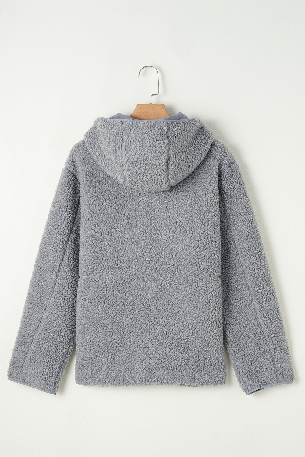 Medium Grey Fleece Zip Up Drawstring Hooded Pocketed Jacket - Little Miss Vanilla